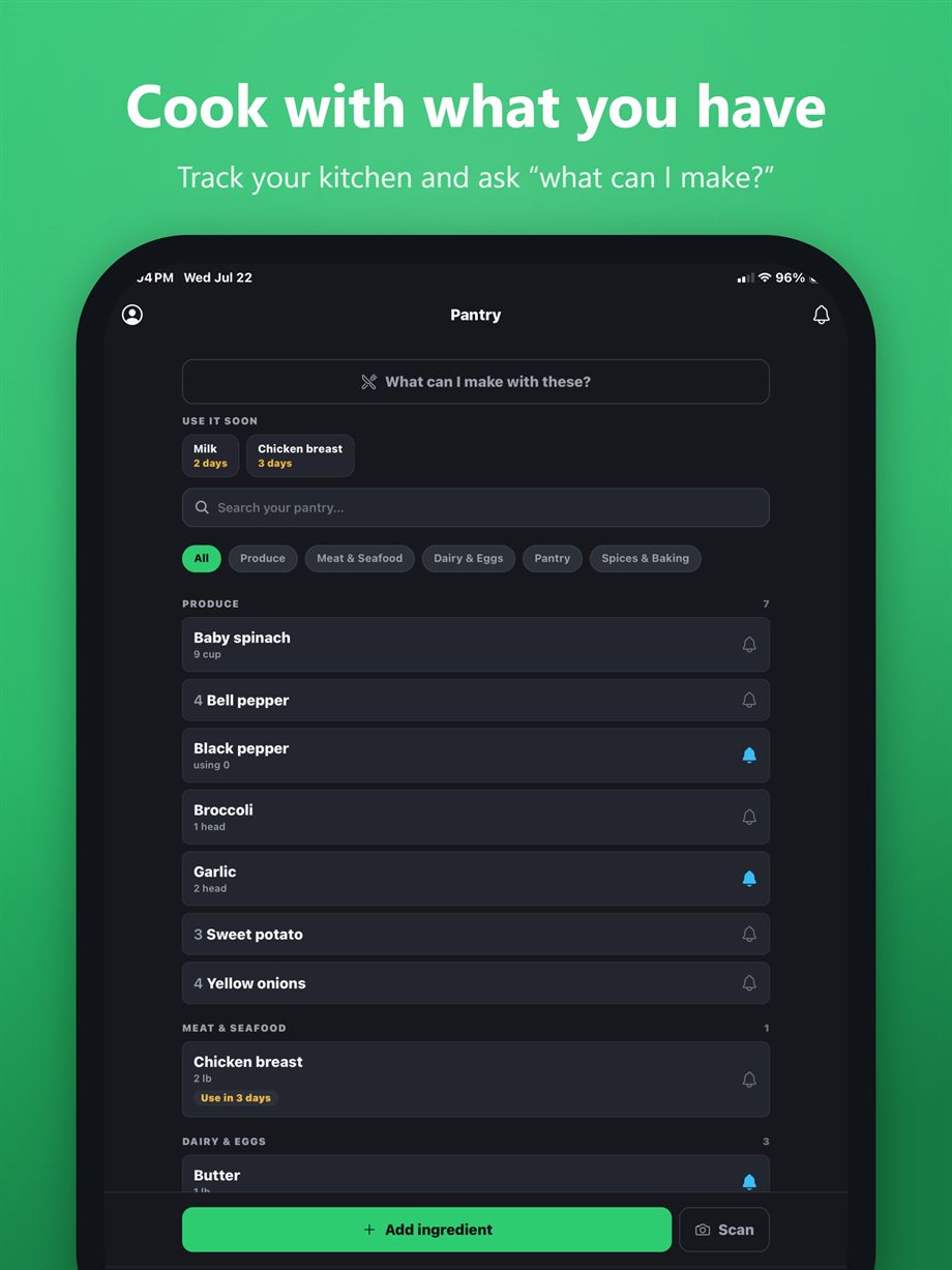 Meepers pantry on iPad.